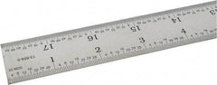 SPI - 18" Long, 1/64, 1/32" and 0.5, 1mm Graduation, Rigid Steel Rule - English/Metric Graduation Style, 1-1/8" Wide, Silver, Satin Chrome Finish - Makers Industrial Supply