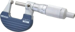 Mitutoyo - 0 to 1" Range, 0.0001" Graduation, Mechanical Outside Micrometer - Ratchet Stop Thimble, Accurate to 0.0001" - Makers Industrial Supply