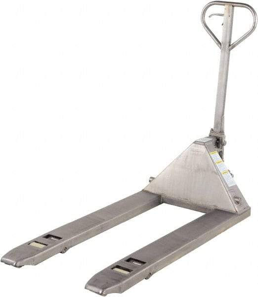 Vestil - 5,500 Lb Capacity, 7-3/4" Lift Stainless Steel Pallet Truck - 2-7/8" Min Lift Height, 48" Fork Length x 27" Fork Width, 27" Overall Width - Makers Industrial Supply