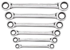 GearWrench - 6 Piece, 8mm x 9mm to 17mm x 19mm, Ratchet Set - Metric Measurement Standard, Chrome Finish, Comes in Display Card - Makers Industrial Supply