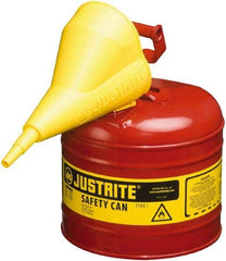 Justrite - 2 Gal Brass Type I Safety Can - 9-1/2" High, Red - Makers Industrial Supply