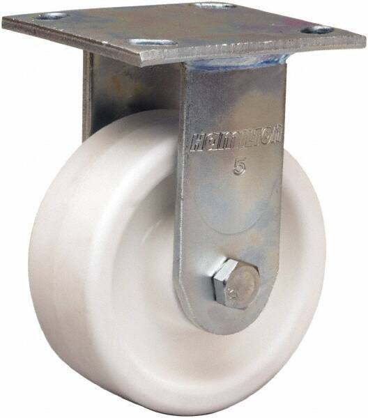 Hamilton - 5" Diam x 2" Wide x 6-1/2" OAH Top Plate Mount Rigid Caster - Polyolefin, 650 Lb Capacity, Delrin Bearing, 4 x 4-1/2" Plate - Makers Industrial Supply