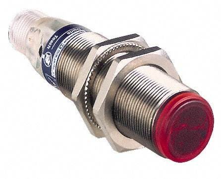 Telemecanique Sensors - 4 Pin M12 Connector, 30m Nominal Distance, Shock and Vibration Resistant, Through Beam Photoelectric Sensor - 12 to 24 VDC, 250 Hz, Brass, 76mm Long x 18mm Wide x 7 Inch High - Makers Industrial Supply