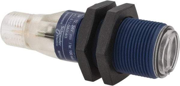 Telemecanique Sensors - 4 Pin M12 Connector, 0.1m Nominal Distance, Shock and Vibration Resistant, Diffused Photoelectric Sensor - 12 to 24 VDC, 500 Hz, PBT, 2.36 Inch Long x 0.71 Inch Wide - Makers Industrial Supply