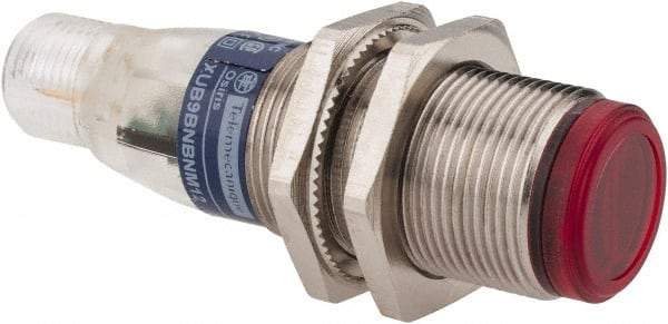 Telemecanique Sensors - 4 Pin M12 Connector, 2m Nominal Distance, Shock and Vibration Resistant, Polarized Retroreflective Photoelectric Sensor - 12 to 24 VDC, 500 Hz, Nickel Plated Brass, 2.44 Inch Long x 0.71 Inch Wide - Makers Industrial Supply