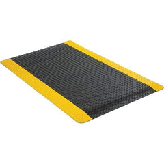 Wearwell - 5' Long x 3' Wide, Dry Environment, Anti-Fatigue Matting - Black with Yellow Borders, Vinyl with Urethane Sponge Base, Beveled on 4 Sides - Makers Industrial Supply