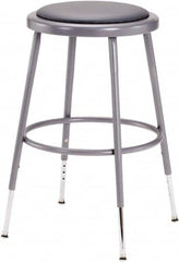 NPS - 18 Inch High, Stationary Adjustable Height Stool - 16 Inch Deep x 16 Inch Wide, Vinyl Seat, Grey - Makers Industrial Supply