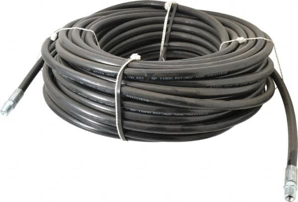 Value Collection - 1/4" ID x 1/2" OD, 4,400 Working psi, Black Thermoplastic Polyurethane Sewer Hose - 100' Long, -40 to 160°F - Makers Industrial Supply