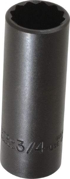 Proto - 3/4", 3/8" Drive, Deep Hand Socket - 12 Points, 2-3/4" OAL, Alloy Steel, Black Finish - Makers Industrial Supply