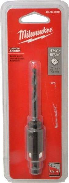 Milwaukee Tool - 1-1/4 to 6" Tool Diam Compatibility, Straight Shank, Steel Integral Pilot Drill, Hole Cutting Tool Arbor - 3/8" Min Chuck, Threaded Shank Attachment, For Hole Saws - Makers Industrial Supply