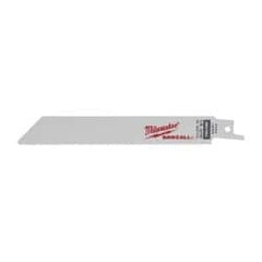 Milwaukee Tool - 6" Long, High Speed Steel Reciprocating Saw Blade - Straight Profile, 18 TPI, Toothed Edge, Tang Shank - Makers Industrial Supply