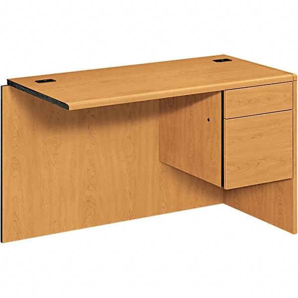 Hon - High-Pressure Laminate Workstation Desk with Center Drawer - 48" Wide x 24" Deep x 29-1/2" High, Harvest - Makers Industrial Supply