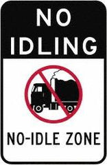 NMC - "No Idle Zone", 18" Long x 12" Wide, Aluminum Safety Sign - Use for Workplace/Safety - Makers Industrial Supply