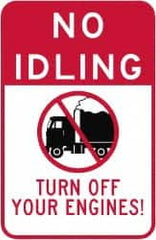 NMC - "Turn Off Your Engine", 18" Long x 12" Wide, Aluminum Safety Sign - Use for Workplace/Safety - Makers Industrial Supply