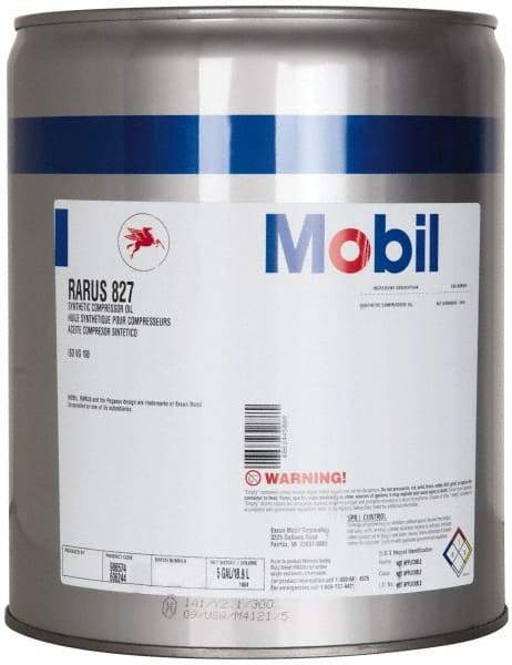 Mobil - 5 Gal Pail, ISO 100, SAE 30, Air Compressor Oil - -20°F to 400°, 10.12 Viscosity (cSt) at 100°C, 107.5 Viscosity (cSt) at 40°C - Makers Industrial Supply