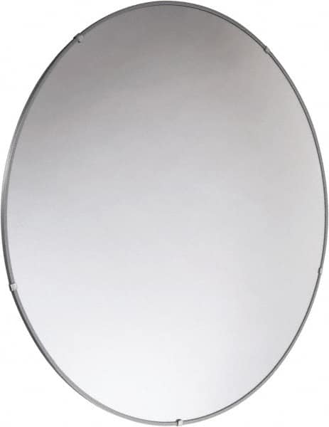 PRO-SAFE - Indoor Round Convex Safety, Traffic & Inspection Mirrors - Acrylic Lens, Laminated Hardboard Backing, 36" Diam x 2-3/8" High, 38' Max Covered Distance - Makers Industrial Supply