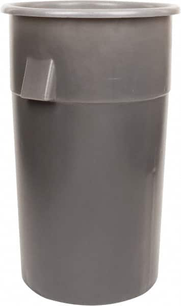 Bayhead Products - 55 Gal Gray Round Trash Can - Polyethylene, 40" High - Makers Industrial Supply