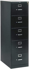 Hon - 26" Wide x 60" High x 26-1/2" Deep, 5 Drawer Vertical File with Lock - Steel, Black - Makers Industrial Supply