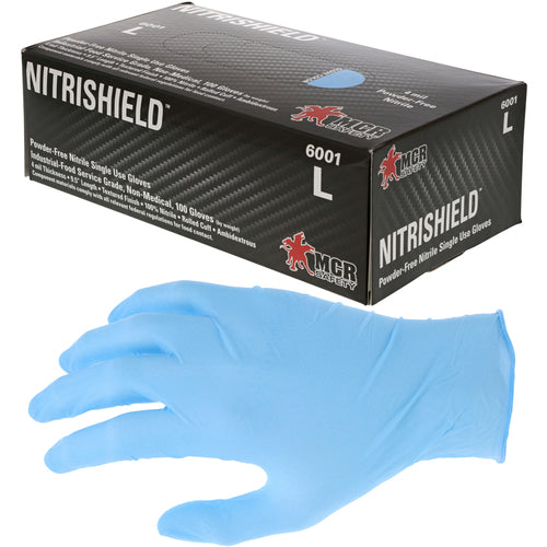 Durashield Gloves - 4 mil Nitrile Industry Standard Food Grade - Textured - Powder Free - Box of 100 - Size Medium - Makers Industrial Supply