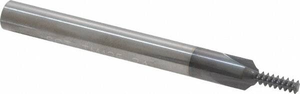 Scientific Cutting Tools - #10-24 Thread, 1/4" Shank Diam, TiAlN Coating, Solid Carbide Straight Flute Thread Mill - 3 Flutes, 2-1/2" OAL, #8 Min Noml Diameter - Makers Industrial Supply