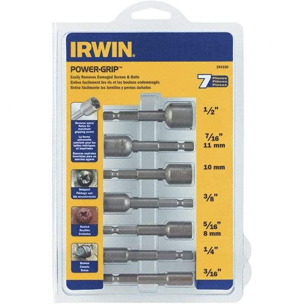 Irwin - 7 Piece Screw & Nut Extractor Set - 1/2 to 3/16 Size Range - Makers Industrial Supply