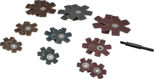 Superior Abrasives - 17 Piece Aluminum Oxide Sanding Star Kit - Contains 1-1/2, 2 & 3" Diam Coarse, Medium & Very Fine Polishing & Sanding Stars - Makers Industrial Supply