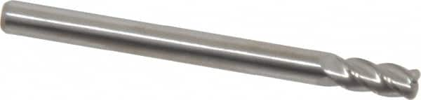 Accupro - 1/8", 4 Flute, Single End, Solid Carbide, 0.03" Corner Radius End Mill - 1-1/2" OAL, 40° Helix, Right Hand Flute, 1/4" LOC, Right Hand Cut - Makers Industrial Supply