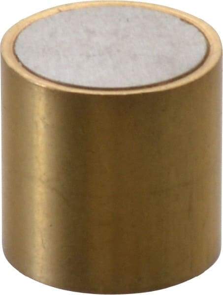 Eclipse - 1/2" Diam x 1/2" High, 0.23 Lb Average & 0.45 Lb Max Pull Force, Brass Alnico Shielded Magnet - 798.8°F Max Operating Temp, 0.032" Wall Thickness, Grade 5 Alnico - Makers Industrial Supply