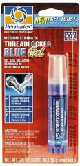 Permatex - 10 Gal Tube, Blue, Medium Strength Gel Threadlocker - Series 240, 24 hr Full Cure Time, Hand Tool Removal - Makers Industrial Supply