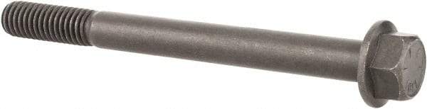 Value Collection - 3/8-16 UNC, 4" Length Under Head, Hex Drive Flange Bolt - 1" Thread Length, Grade 8 Alloy Steel, Smooth Flange, Phosphate & Oil Finish - Makers Industrial Supply