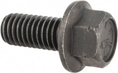 Value Collection - 7/16-14 UNC, 1" Length Under Head, Hex Drive Flange Bolt - 1" Thread Length, Grade 8 Alloy Steel, Smooth Flange, Phosphate & Oil Finish - Makers Industrial Supply