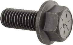 Value Collection - 1/2-13 UNC, 1-1/4" Length Under Head, Hex Drive Flange Bolt - 1-1/4" Thread Length, Grade 8 Alloy Steel, Smooth Flange, Phosphate & Oil Finish - Makers Industrial Supply