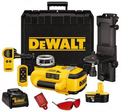 DeWALT - 200' (Interior) & 2,000' (Exterior) Measuring Range, 1/8" at 100' & 3mm at 31m Accuracy, Self-Leveling Rotary Laser with Detector - ±5° Self Leveling Range, 60, 250 & 600 RPM, 1 Beam, 18 Volt XRP Battery Included - Makers Industrial Supply