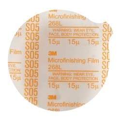 3M - 5" Diam, 15 Grit µ Aluminum Oxide Adhesive PSA Disc - Ultra Fine Grade, Orange, Polyester Backing, Flexible, Use with Random Orbital Sanders - Makers Industrial Supply