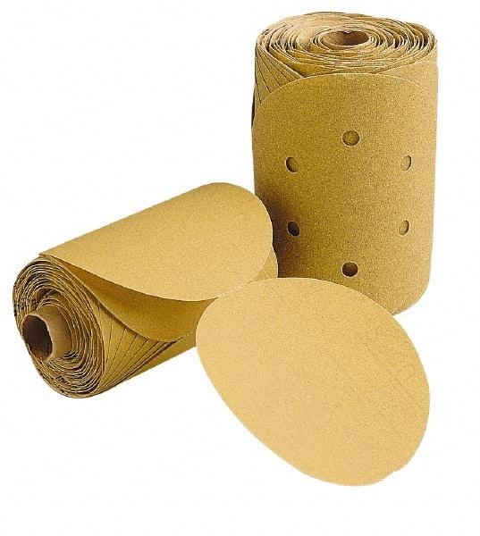 3M - 8" Diam, 100 Grit FEPA, Aluminum Oxide Adhesive PSA Disc - Fine Grade, Gold, F Weighted Backing, Flexible, Use with Random Orbital Sanders - Makers Industrial Supply