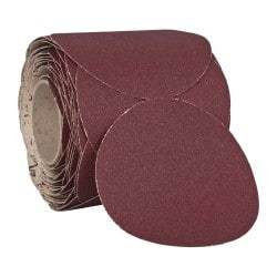 3M - 6" Diam, 120 Grit Ceramic Adhesive PSA Disc - Fine Grade, Reddish Brown, F Weighted Backing, Flexible, Use with Random Orbital Sanders - Makers Industrial Supply