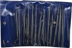 Grobet - 12 Piece Swiss Pattern File Set - 6" Long, 0 Coarseness, Die Sinker's Handle - Makers Industrial Supply