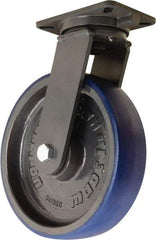 Hamilton - 12" Diam x 3" Wide x 15-1/2" OAH Top Plate Mount Swivel Caster - Polyurethane Mold onto Cast Iron Center, 2,800 Lb Capacity, Sealed Precision Ball Bearing, 5-1/4 x 7-1/4" Plate - Makers Industrial Supply