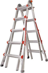 Little Giant Ladder - 18 Steps, 19' High, Type IAA Rating, Aluminum Multi-Use Ladder - 375 Lb Load Capacity, 27" Base Width - Makers Industrial Supply