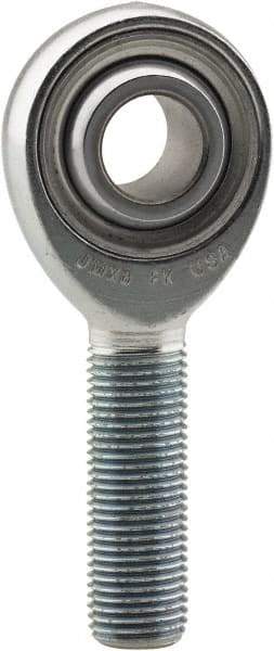 Made in USA - 1" ID, 2.95" Max OD, 107,182 Lb Max Static Cap, Plain Male Spherical Rod End - 1-14 LH, 2-1/2" Shank Length, Alloy Steel with Steel Raceway - Makers Industrial Supply