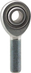 Made in USA - 3/16" ID, 5/8" Max OD, 2,855 Lb Max Static Cap, Plain Male Spherical Rod End - 10-32 LH, 3/4" Shank Length, Alloy Steel with Steel Raceway - Makers Industrial Supply