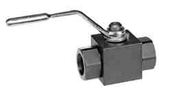 Parker - 1/4" Pipe, Carbon Steel Standard Ball Valve - Inline - Two Way Flow, SAE x SAE Ends, Lever Handle, 7,500 WOG - Makers Industrial Supply