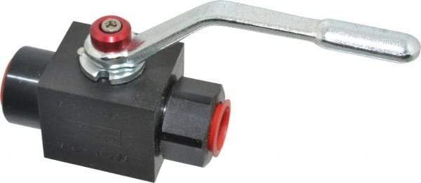 Parker - 1/2" Pipe, Carbon Steel Standard Ball Valve - Inline - Two Way Flow, FNPT x FNPT Ends, Lever Handle, 7,500 WOG - Makers Industrial Supply