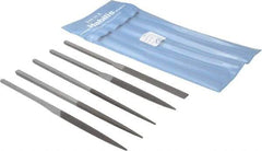 Grobet - 5 Piece Swiss Pattern File Set - 8-1/2" Long, 00 Coarseness, Set Includes Half Round, Hand, Round, Square, Three Square - Makers Industrial Supply