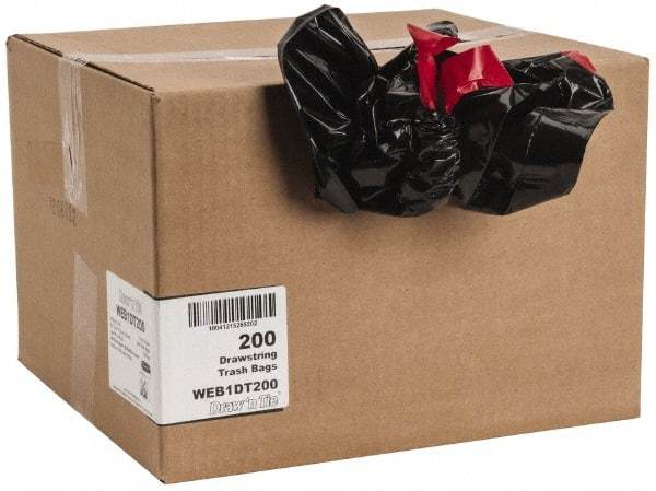 PRO-SOURCE - 1.2 mil Thick, Household/Office Trash Bags - Hexene Resins, Drawstring, 30-1/2" Wide x 34" High, Black - Makers Industrial Supply