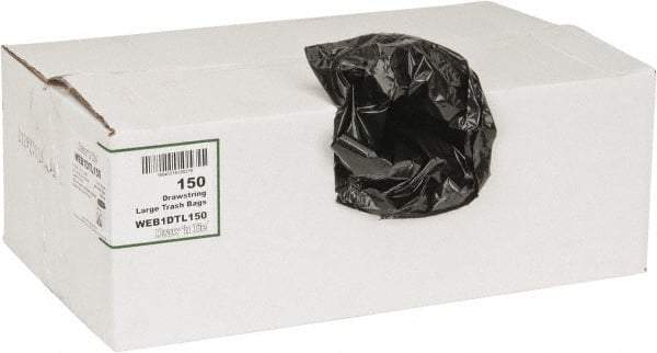 PRO-SOURCE - 1.2 mil Thick, Household/Office Trash Bags - Hexene Resins, Drawstring, 33-1/2" Wide x 38" High, Black - Makers Industrial Supply