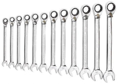 GearWrench - 12 Piece, 8mm to 19mm, Ratcheting Combination Wrench Set - Metric Measurement Standard, Chrome Finish, Comes in Tray - Makers Industrial Supply