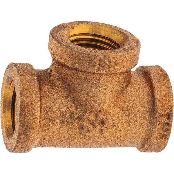 Merit Brass - Class 125, 1/4" Internal Pipe, Brass Tee - FBSPT x FBSPT x FBSPT - Makers Industrial Supply