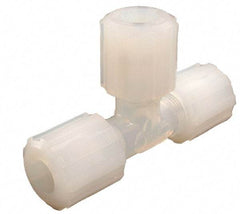 Parker - 3/8" Tube OD, PFA PTFE Plastic Compression Tube Union Tee - 300°F Max, Plastic Grip - Makers Industrial Supply