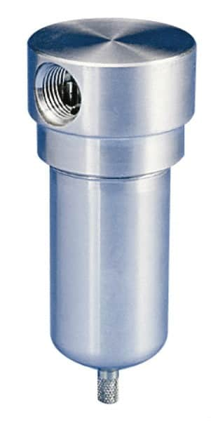 Parker - 1/2" Port, 5.56" High x 2.38" Wide, FRL Filter with Stainless Steel Bowl & Manual Drain - 45 SCFM, 300 Max psi, 180°F Max, 4 oz Bowl Capacity - Makers Industrial Supply